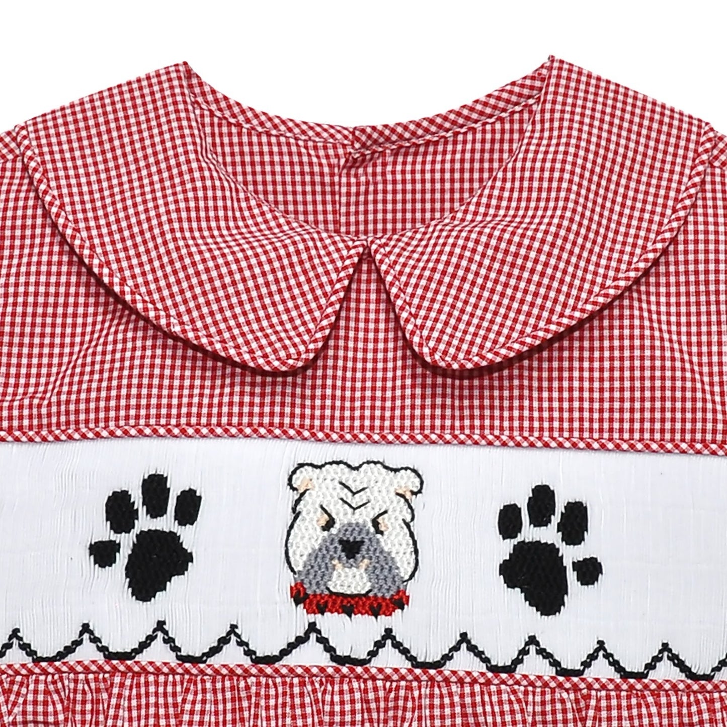 Bulldog Red/Black Smocked Boy Bubble