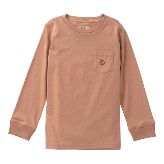 Kid's Long Sleeve Cotton T-Shirt- Mocha Mousse