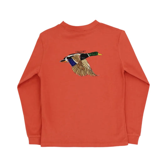 Long Sleeve Logo Tee- Mallard/Rust