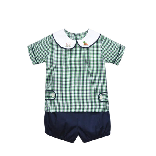 Navy Plaid Riley Short Set- Ducks