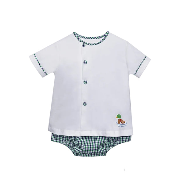 Navy Plaid Riley Diaper Set- Ducks