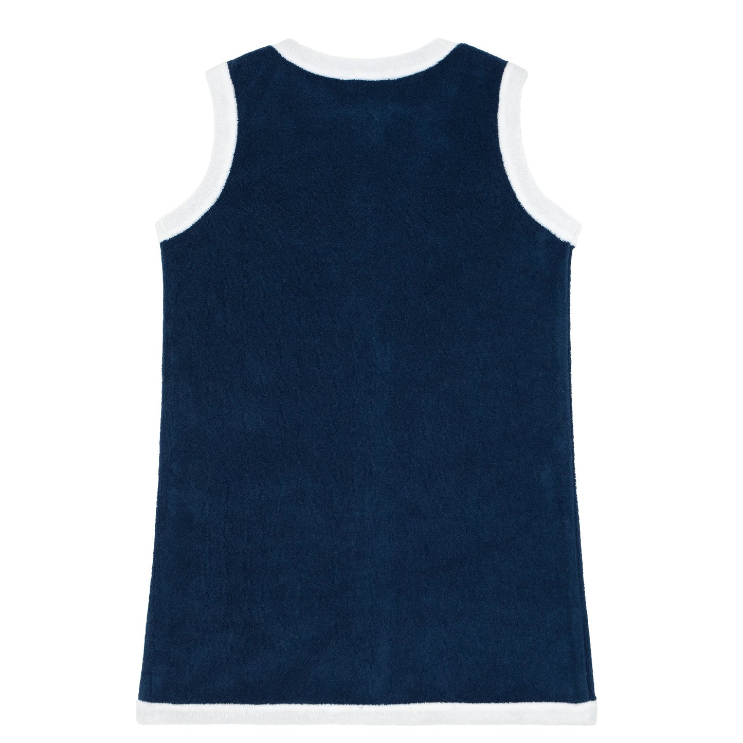 Girls Navy French Terry Sleeveless Button Down Dress