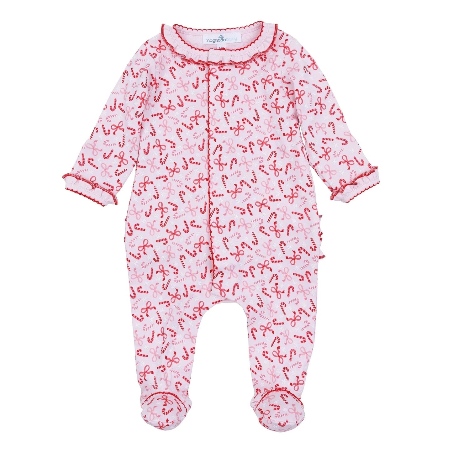 Candy Cane Lane Printed Ruffle Footie Red