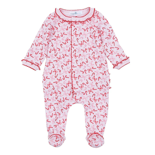 Candy Cane Lane Printed Ruffle Footie Red