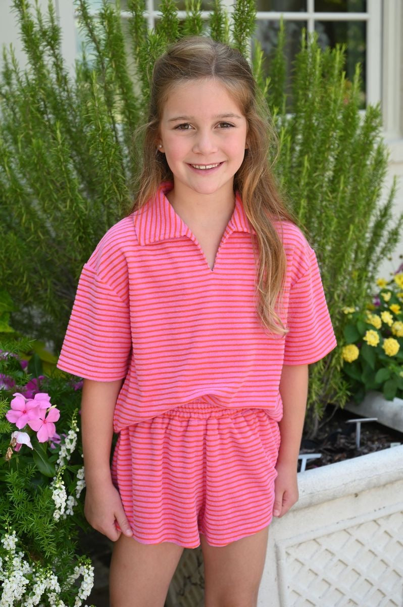 Pierce Top Pink/Orange French Terry