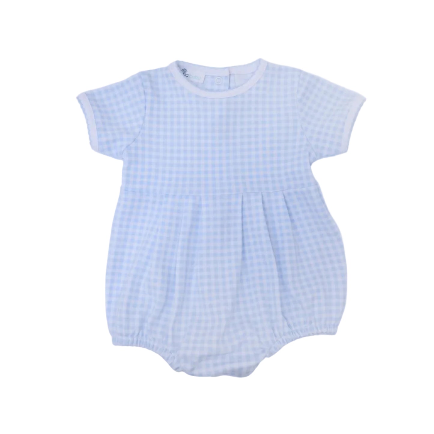 Mini Checks Blue Short Sleeve Bubble- Light Blue