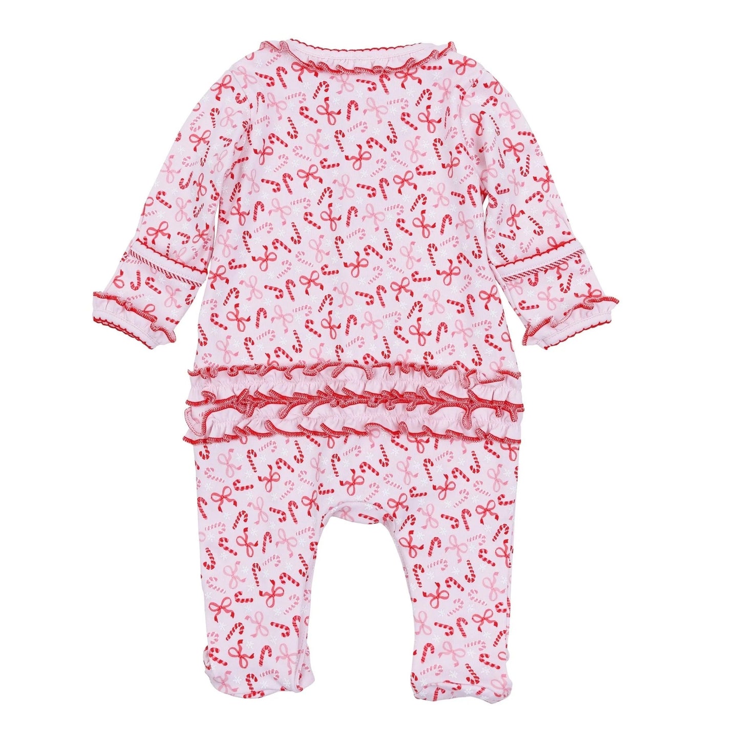 Candy Cane Lane Printed Ruffle Footie Red
