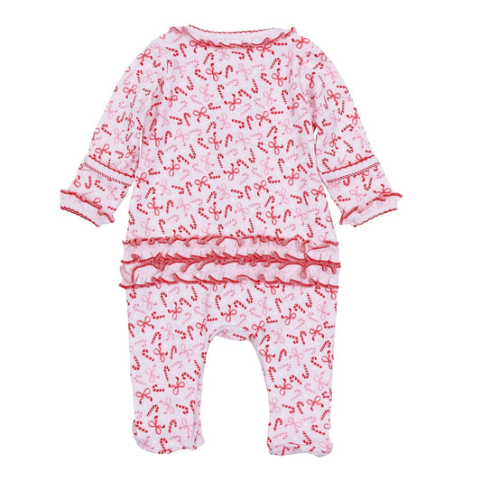 Candy Cane Lane Printed Ruffle Footie Red