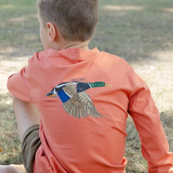 Long Sleeve Logo Tee- Mallard/Rust