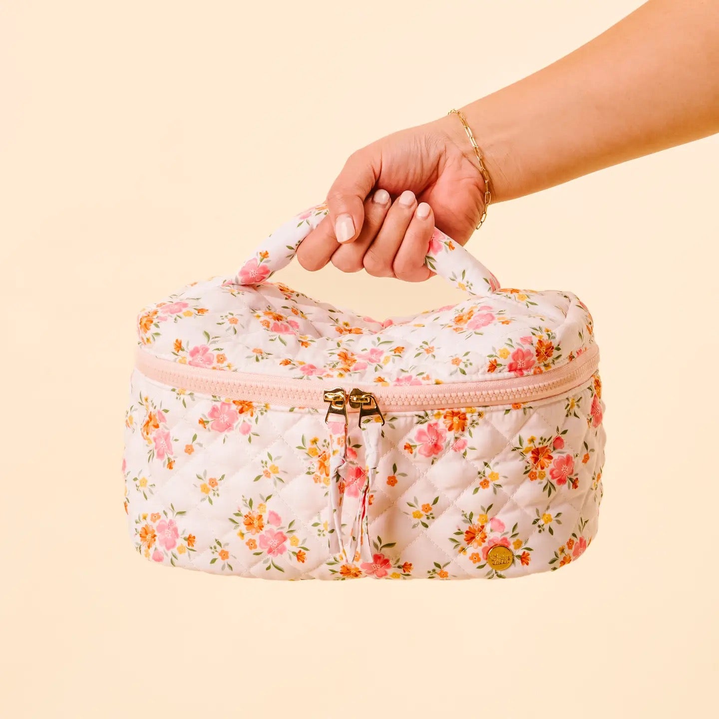 Glam & Go Quilted Cosmetic Bag-Endless Daydream Cream