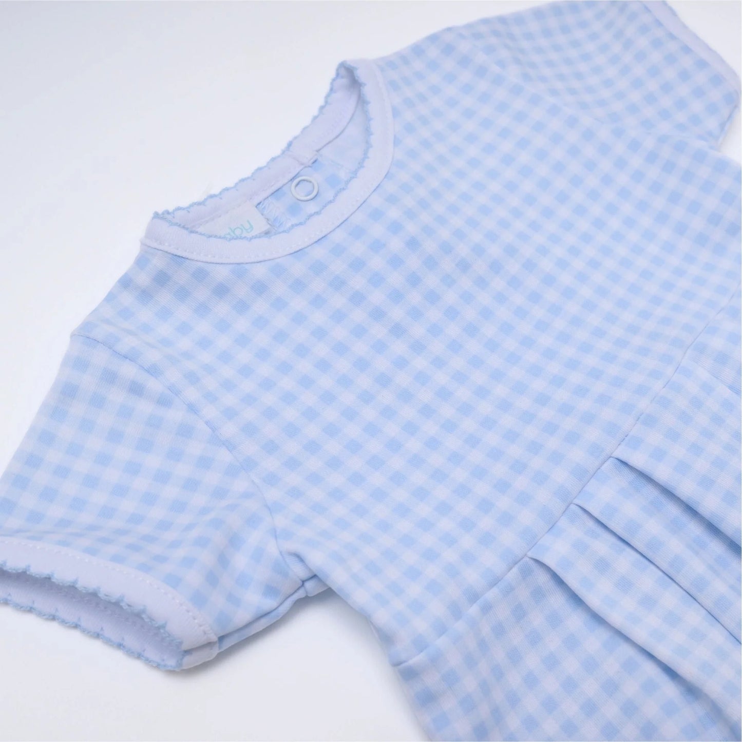 Mini Checks Blue Short Sleeve Bubble- Light Blue