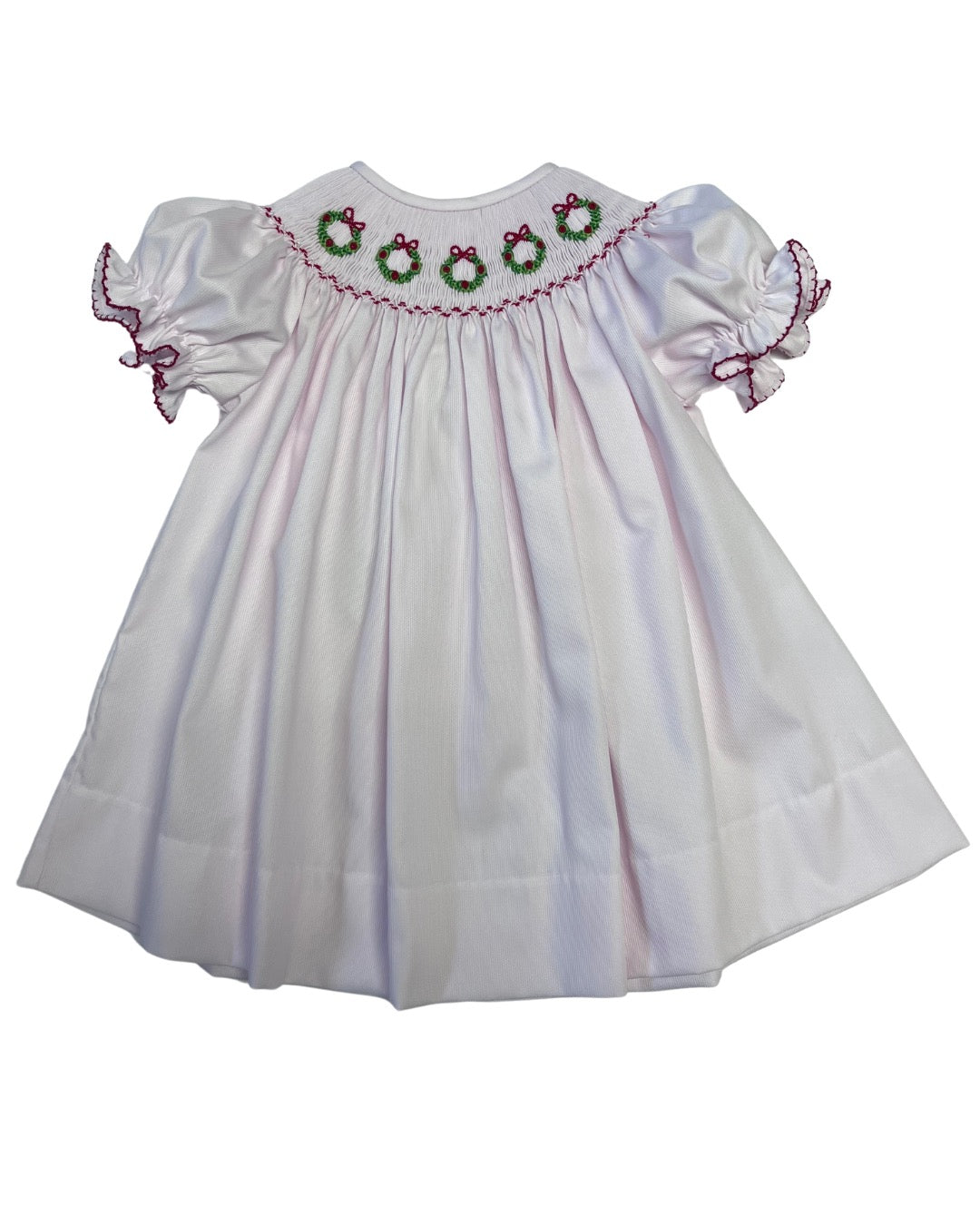 Emma Christmas Wreath Smock Bishop Dress