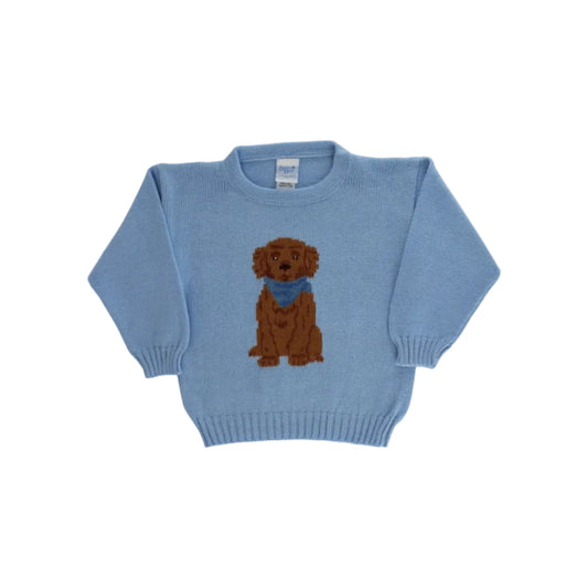 Crew Neck Sweater, Doodle on Blue
