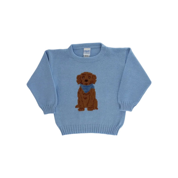 Crew Neck Sweater, Doodle on Blue