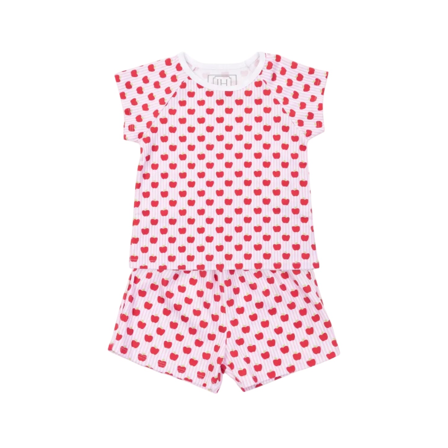 Emery Girls' Short Set - Schoolhouse Apples Pink