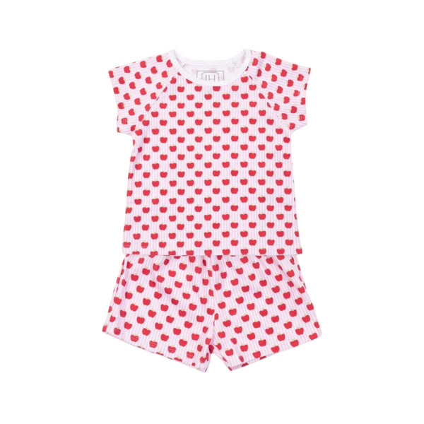 Emery Girls' Short Set - Schoolhouse Apples Pink