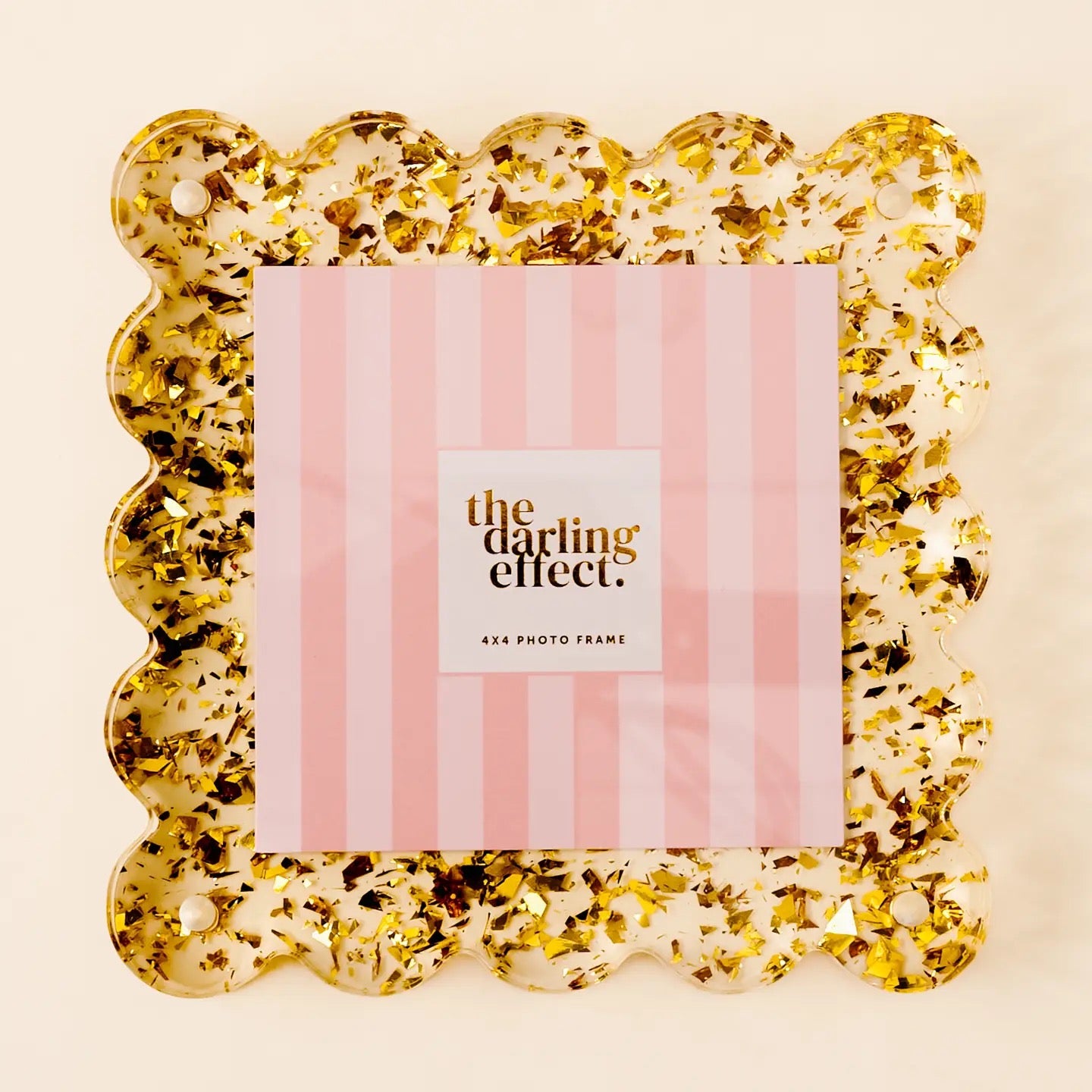 Square Scalloped Acrylic Frame-Confetti Gold