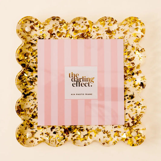 Square Scalloped Acrylic Frame-Confetti Gold