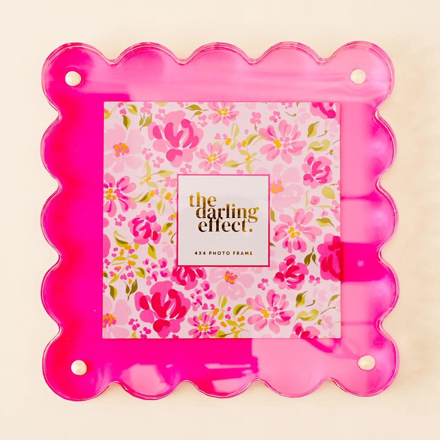 Square Scalloped Acrylic Frame-Hot Pink
