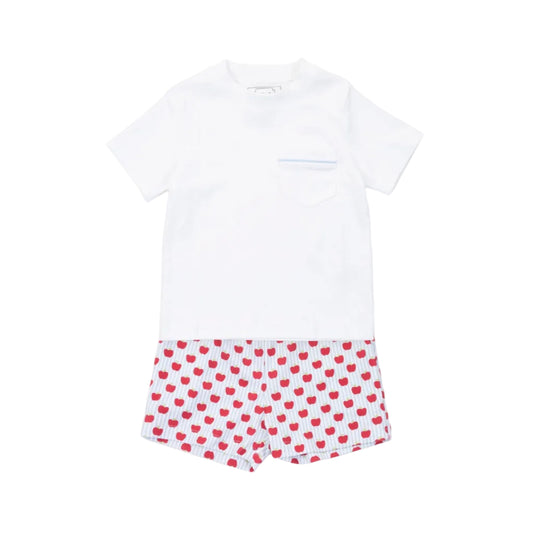 Walker Boys' Short Set - Schoolhouse Apples Blue