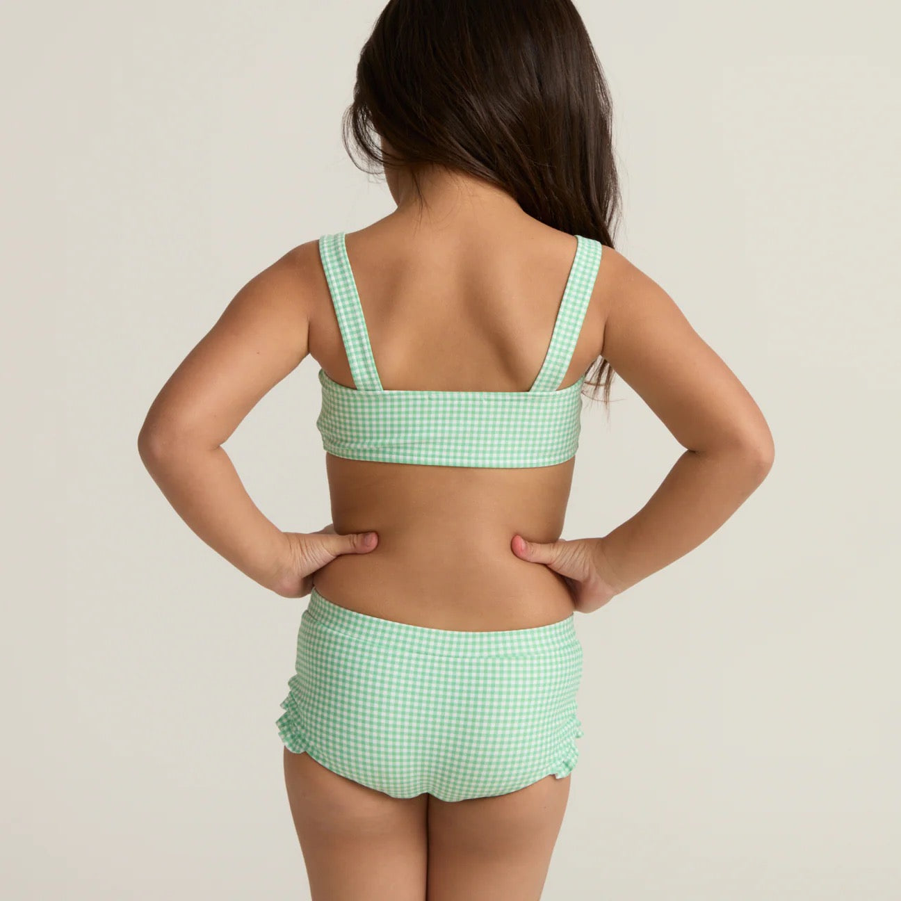 Girls Gustavia Gingham Bandeau Bikini and Swim Shorts