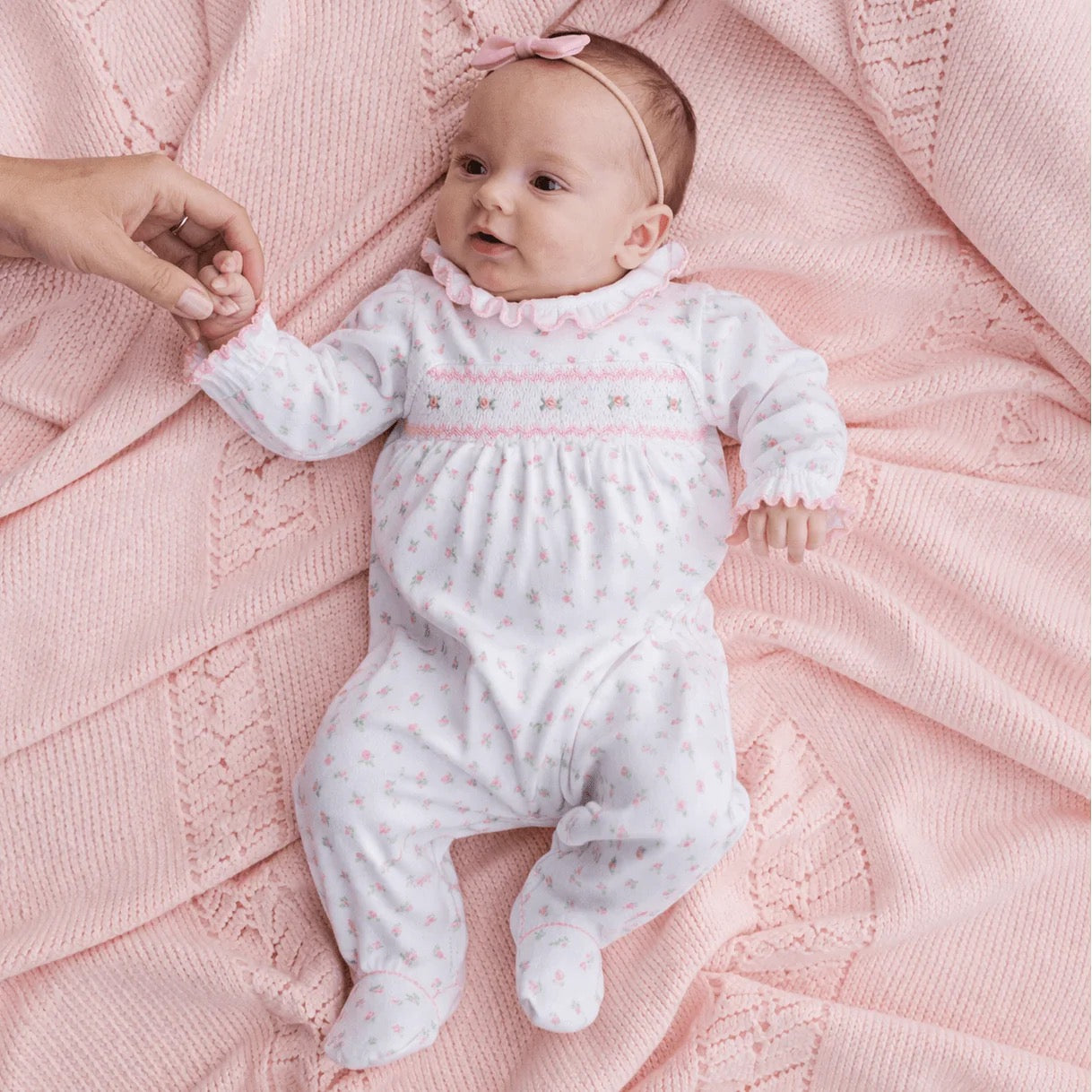 Juliette's Classics Pink Smocked Print Footie
