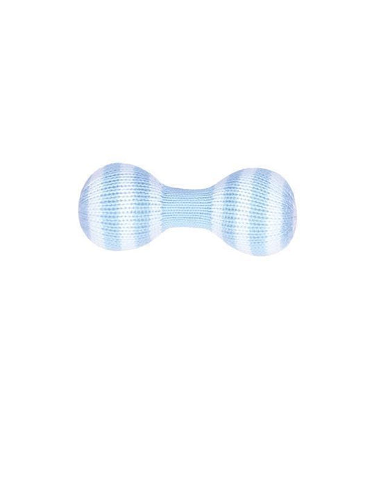 Dumbbell Hand-Knit Rattle, Blue