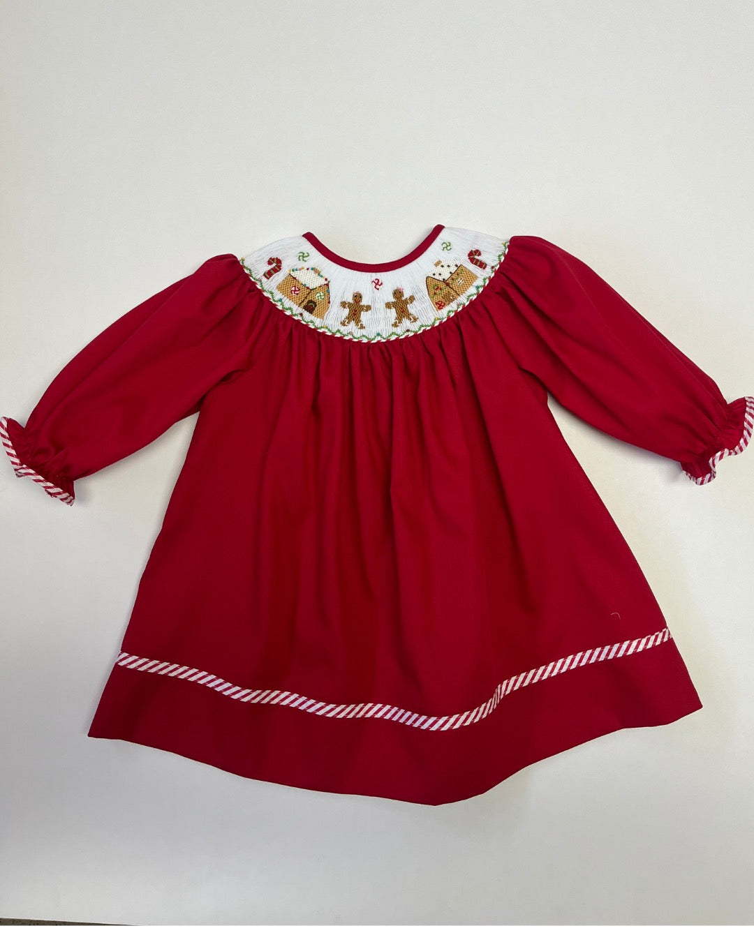 Emma Ginger Bread House Smocked Long Sleeve Bishop