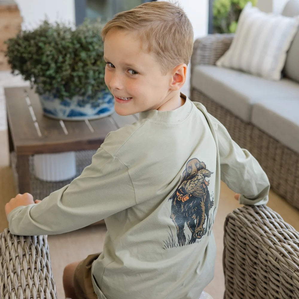 Long Sleeve Logo Tee- Spaniel/Pistachio