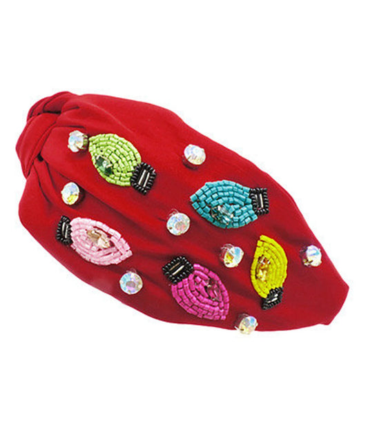 Christmas Lights Bead Headband - Red