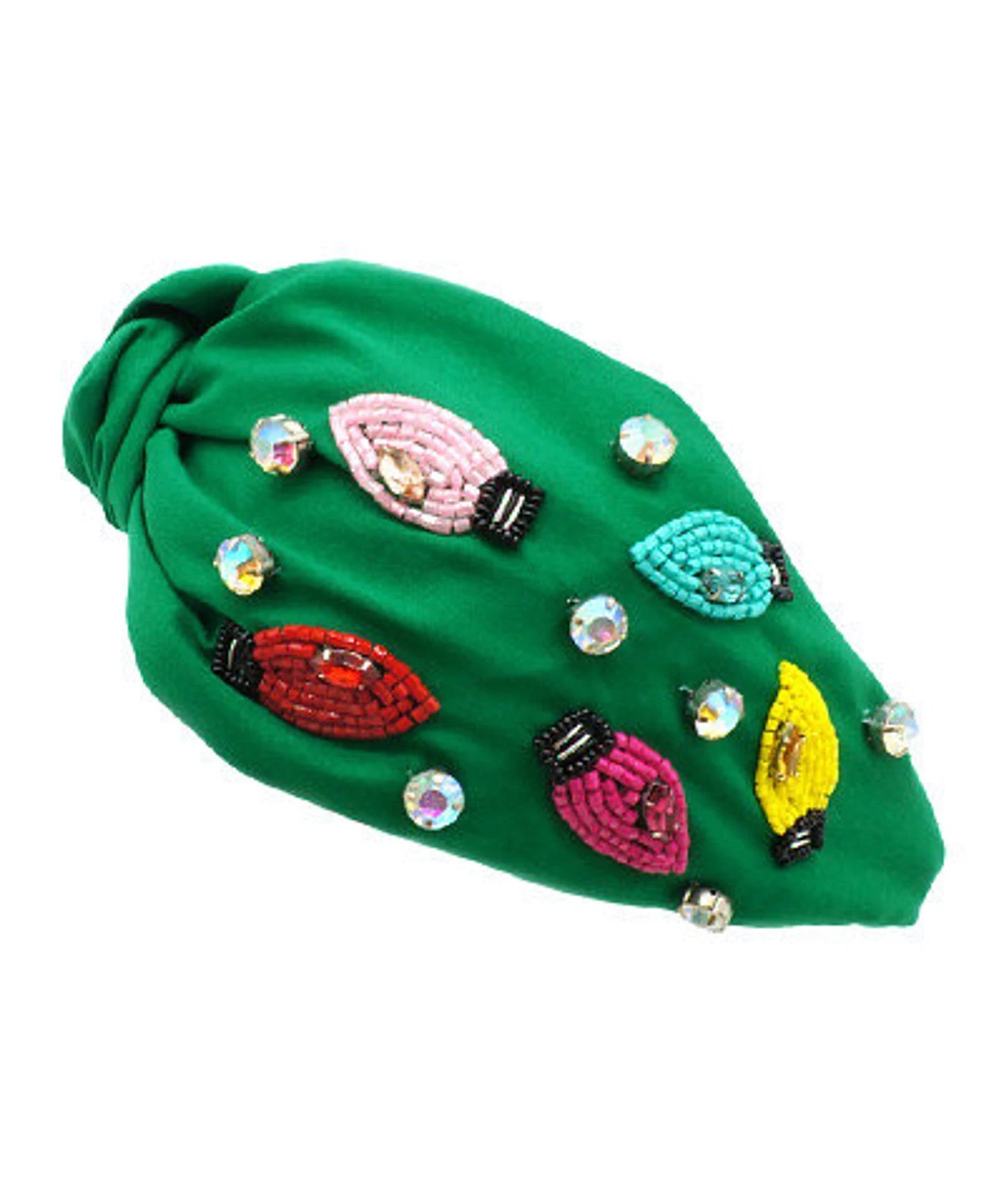 Christmas Lights Bead Headband - Green