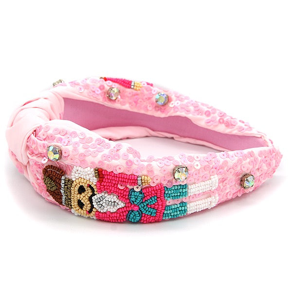 Nutcracker Seed Bead Headband - Pink