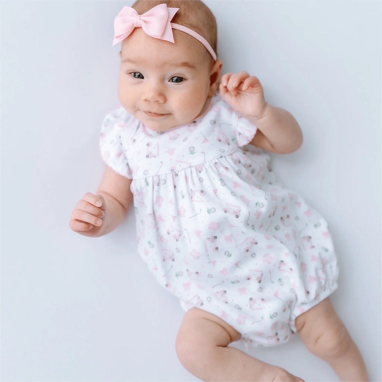 Little Golfer Print Bubble- Pink