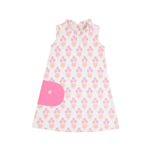 Lizzie's Luxe Leisure Dress Bridgetown Harbour Hand Block with Winter Park Pink