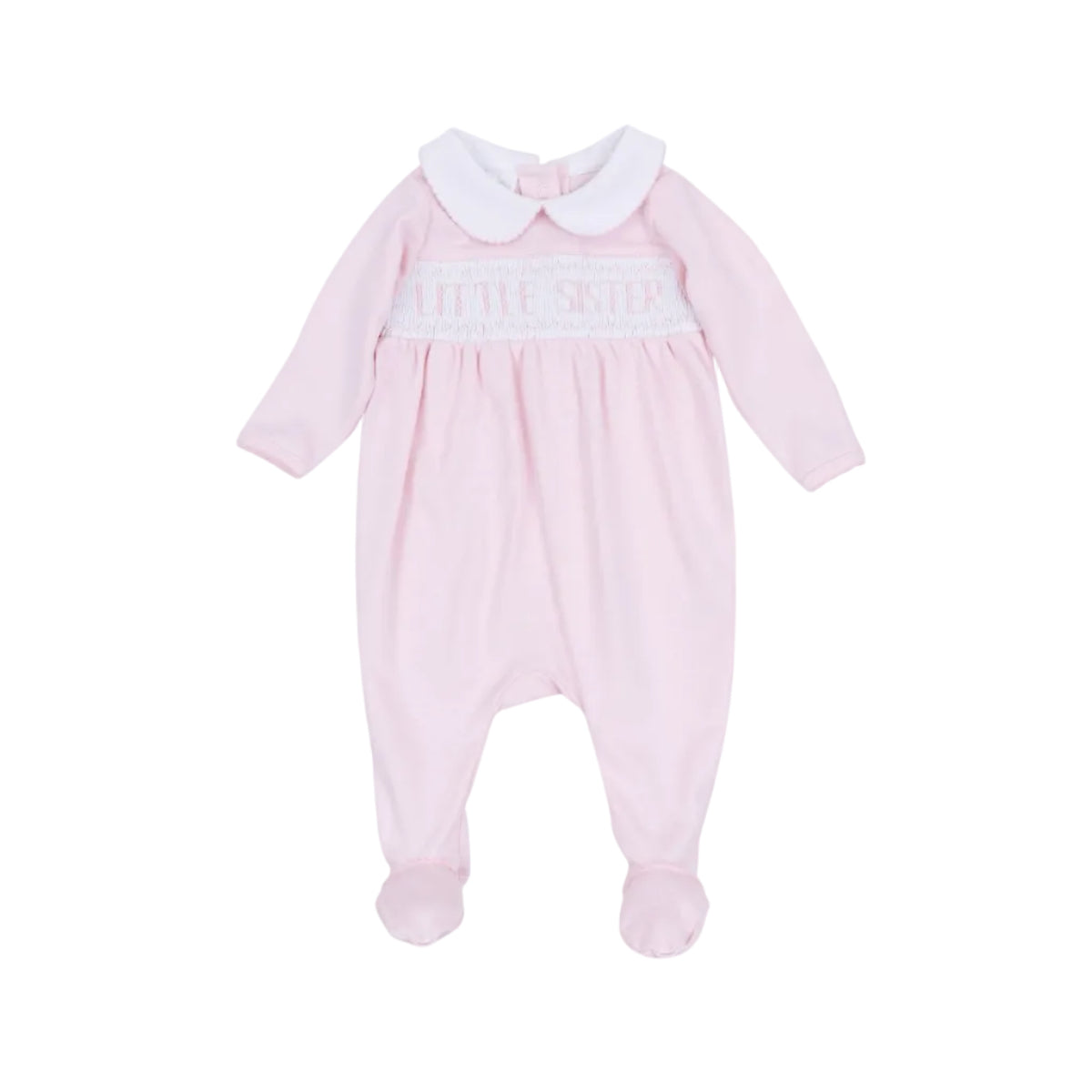 Little Sister Smocked Footie- Pink