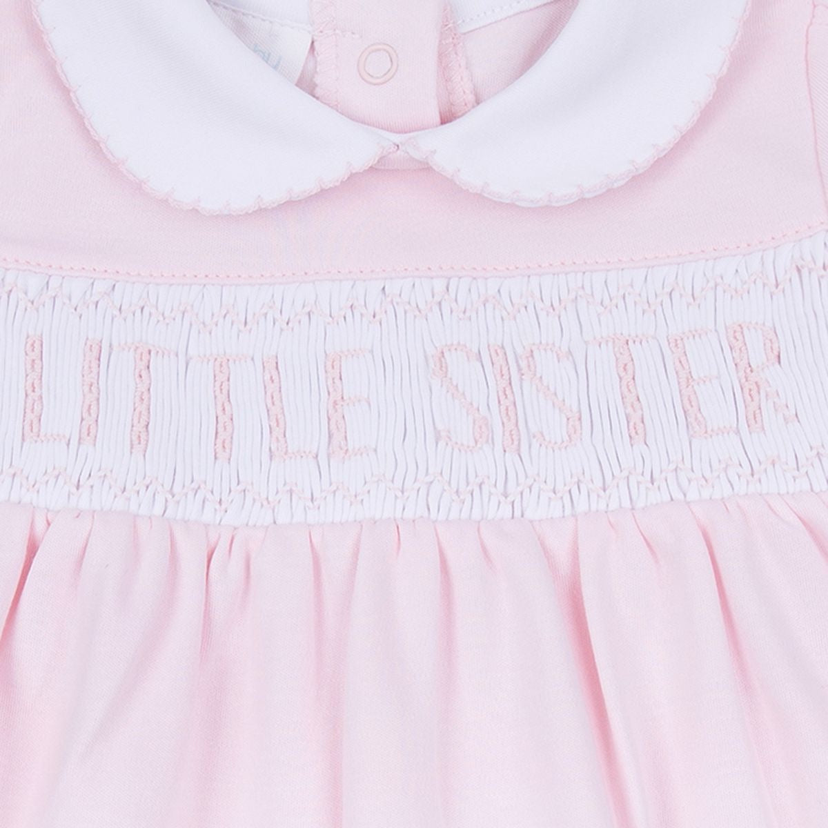 Little Sister Smocked Short Sleeve Bubble - Pink