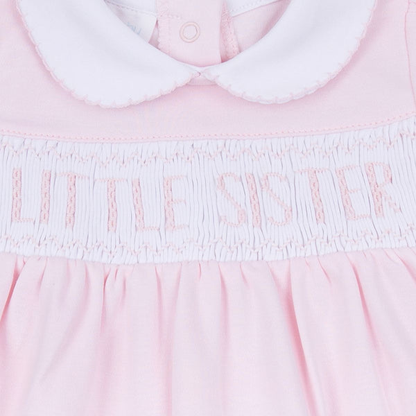 Little Sister Smocked Footie- Pink