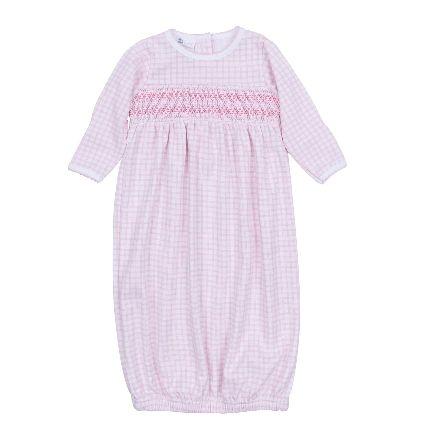 Peek-A-Boo Wishes Smocked Gathered Gown Pink
