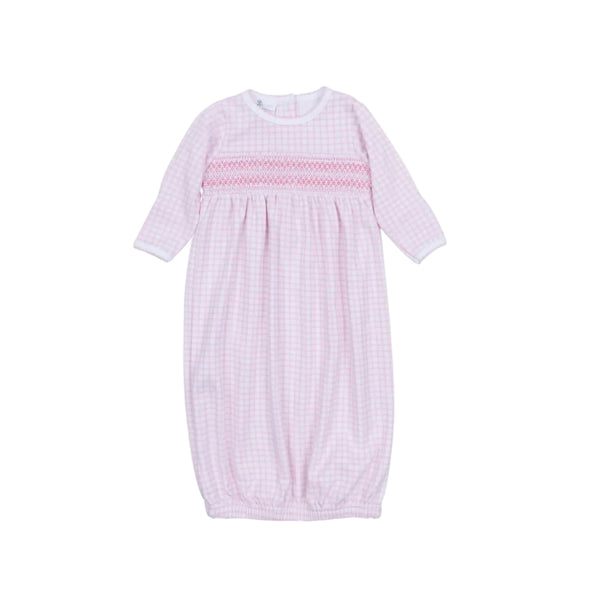 Peek-A-Boo Wishes Smocked Gathered Gown Pink