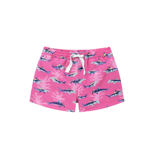 The Great Pink Sharks (Boys Lined Swim Trunk)