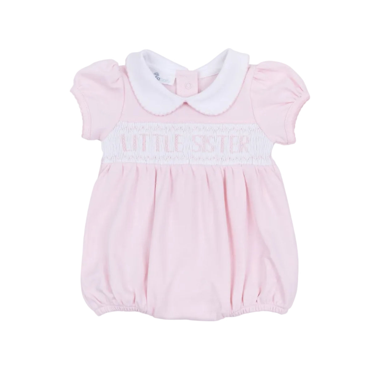 Little Sister Smocked Short Sleeve Bubble - Pink