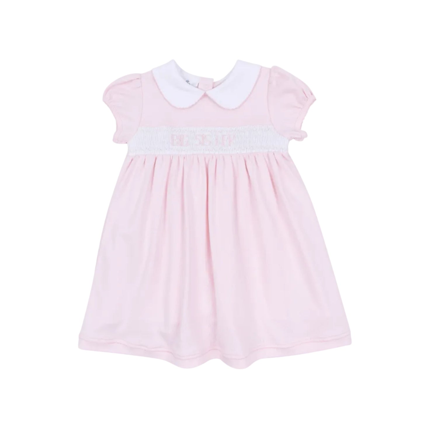 Big Sister Smocked Short Sleeve Dress - Pink
