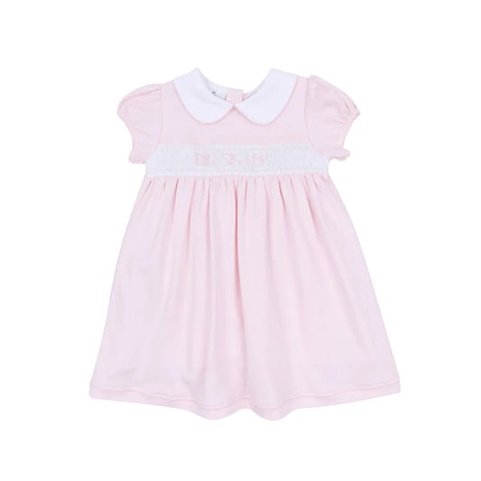Big Sister Smocked Short Sleeve Dress - Pink