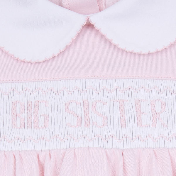 Big Sister Smocked Short Sleeve Dress - Pink