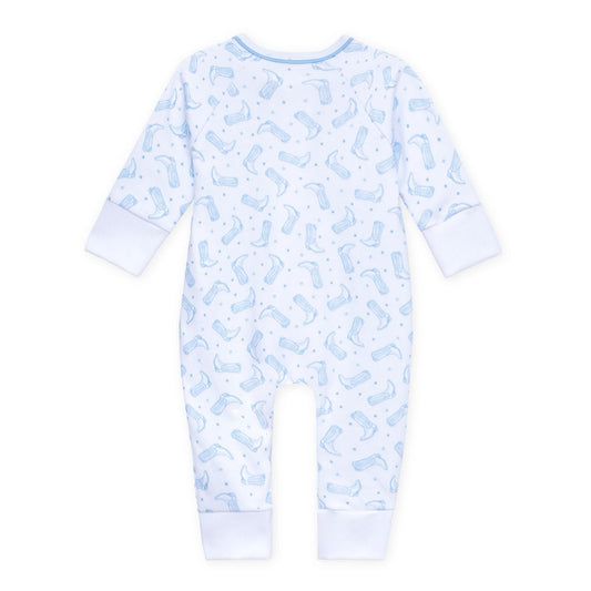 Darling Cowboy Boots Light Blue Print Zip Playsuit