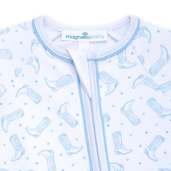 Darling Cowboy Boots Light Blue Print Zip Playsuit