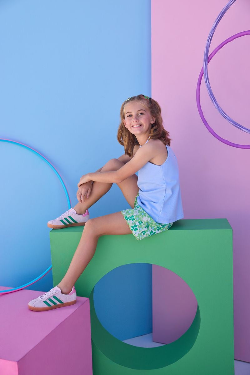 Shirred Shorts- Greenspring Groovy Floral