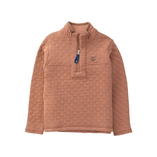 Kids' Quilted Zip Pullover in Mocha Mousse