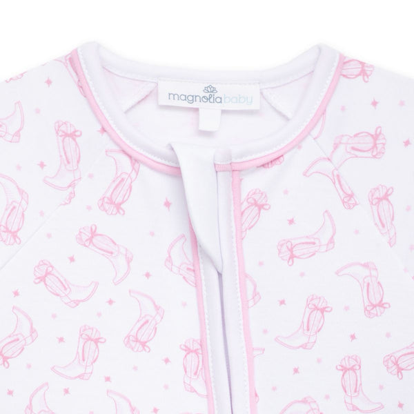 Darling Cowboy Boots Pink Print Zip Playsuit