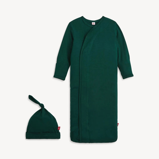 Deep Emerald Modal Magnetic Cozy Sleeper Gown + Hat Set